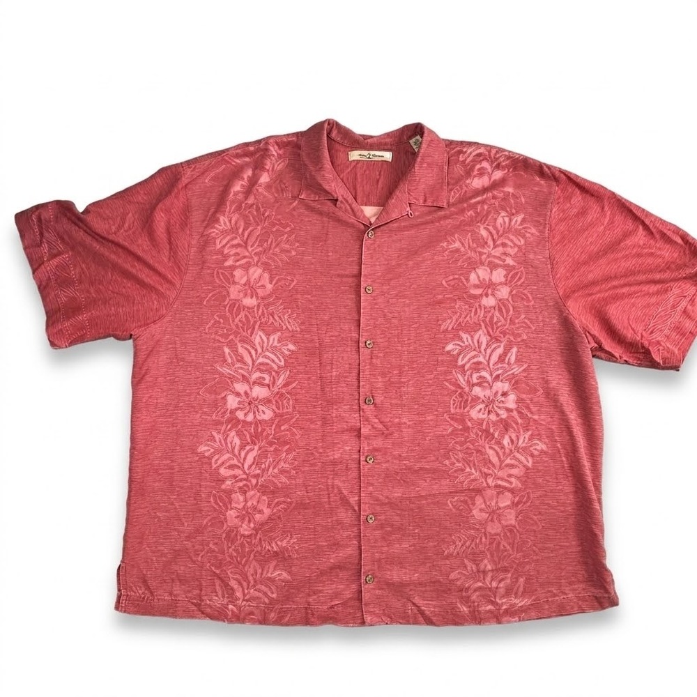 Tommy Bahama 100% Silk Shirt Mens 3XT Floral Tropical Short Sleeve